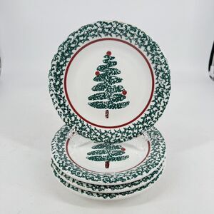 FURIO Christmas Tree Salad Plates 8” Set of 4 Made in Italy
